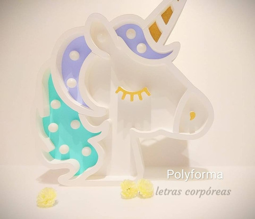 2 Unicornios 35cm  Polifan Con Luces Lampara Decoracion 