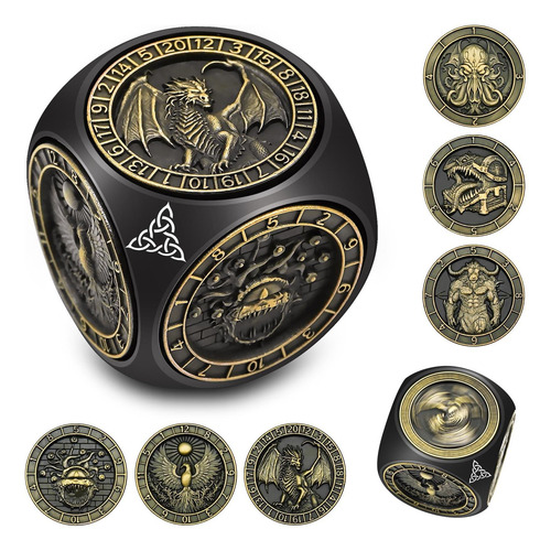 Dnd Spinner Dice, 7 En 1 Dice De Metal Único Con Alivio 3d Y