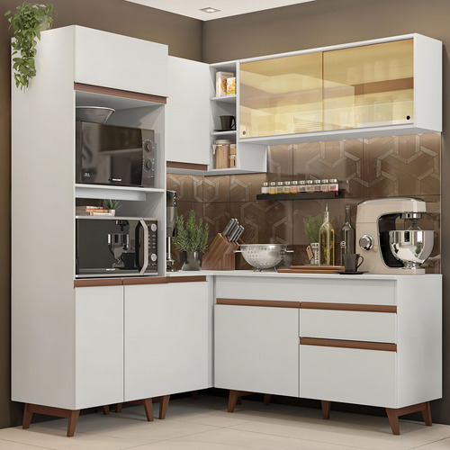 Mueble de cocina de esquina completo Madesa Reims 332001, color blanco