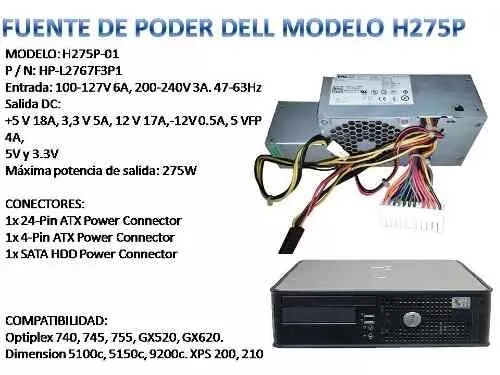 Primera imagen para búsqueda de fuente de poder dell optiplex l235p 01