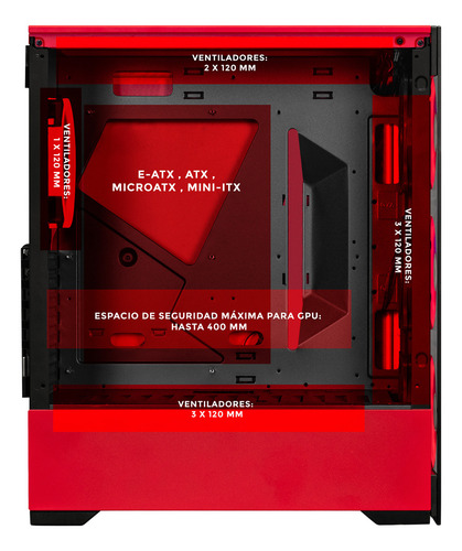 Gabinete Gamer Xtreme Pc Gaming Ring Knuckles Edition Torre Completa E-atx 4 Fan Argb Cristal Templado