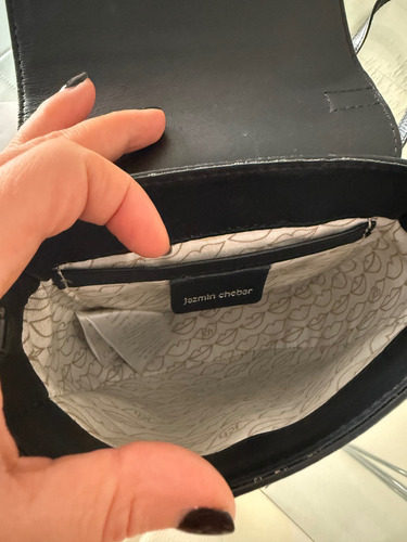 Cartera Jazmín Chebar Negro Lisa Níquel Negro (Usado)