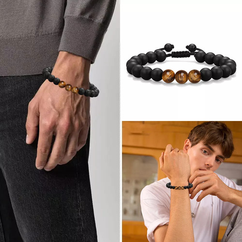 Pulsera De Piedra Para Hombre Padre Regalo Protector Suerte