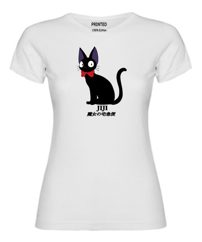 Polera Mujer Estampado Gato Jiji De Kiki Entregas A Domicilo