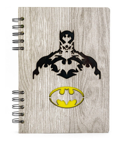 Libreta Ecológica De Superheroes Diseño De Batman En Madera