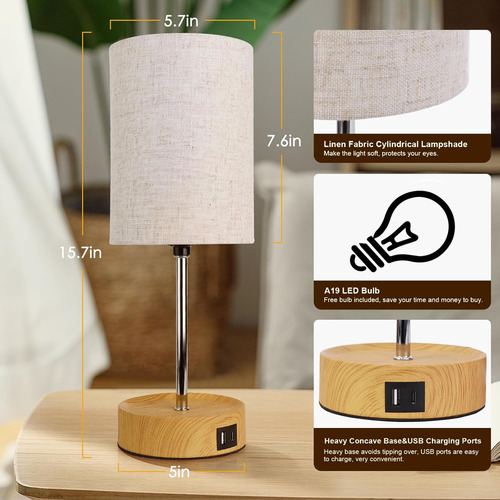 Lámpara De Mesa Para Sala De Estar, Control Táctil Regulable