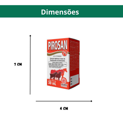 Pirosan 7% Solução Vermífugo Antiparasitário 30ml Calbos