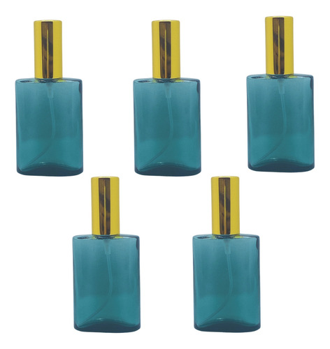 Set De 5 Frascos De Perfume Atomizador De Aluminio Dorado
