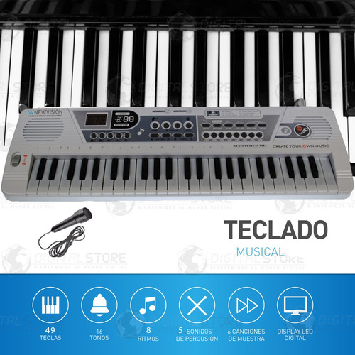 Imagen 2 de 10 de Teclado Musical Piano Organo Infantil Niño Juguete 49 Teclas