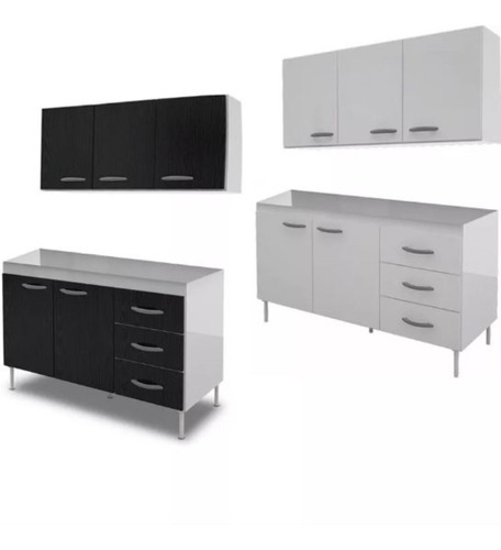 Muebles 120 Cm Bajo Mesada Alacena Blanco Negro Sin Interes