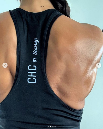 Imagen 4 de 6 de Camiseta Deportiva Mujer Dama Singlet Chc Negro By Suarez