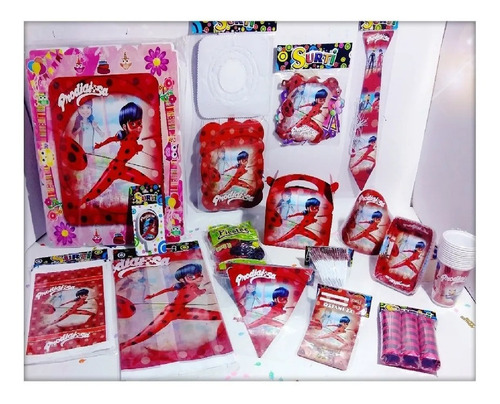 Kit Decoración Infantil Ladybug 12 Invitados Niños Fiesta