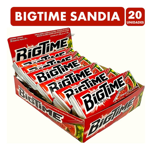 Chicle Bigtime Sandía Display 20 Unidades 11gr