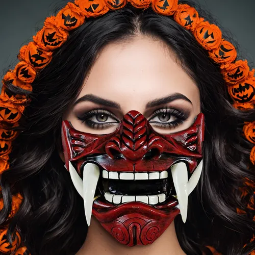 Samurai Japonés Oni Mask Máscara De Látex Para Media Cara