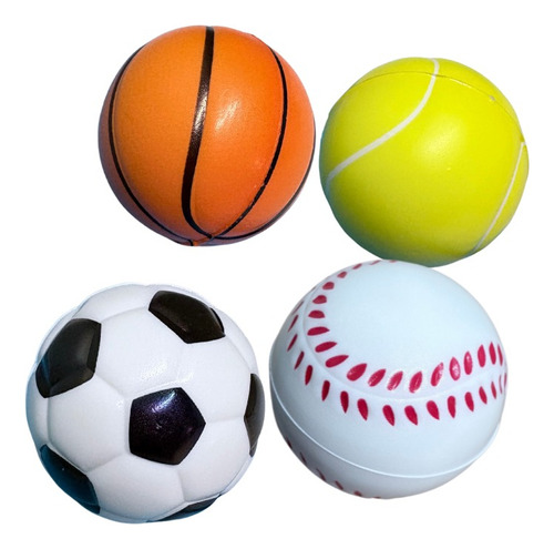 4 X Pelota Deportes Anti Estrés Espuma 7cm Sorpresa Cumple