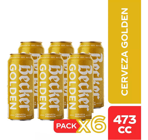 Pack 6 Cerveza Becker Golden Lata De 473cc