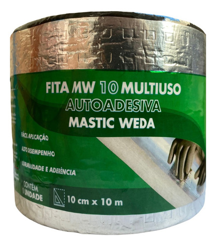 Fita Manta Telhado Alumínio Veda Rufo Chapas Trincas 10x10 Prateado Lisa