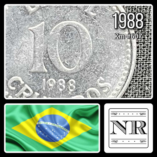 Brasil - 10 Cruzados - Año 1988 - Km #607 - Escudo