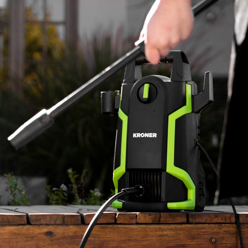 Hidrolavadora Kroner 1400 W Auto Stop 105 Bar Acc + Esponja Color Negro/Verde Frecuencia 50 Hz