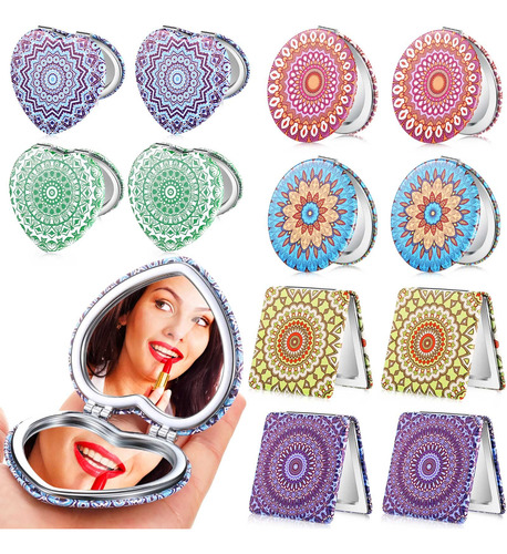 Espejo De Bolsillo Plegable Yalikop Con Diseño De Mandala, 1