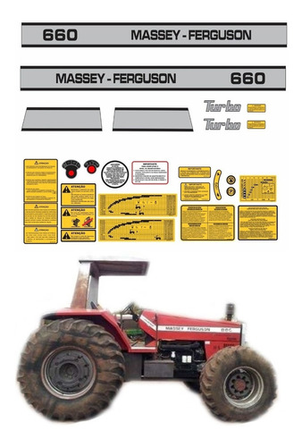 Kit Adesivos Trator Massey Ferguson 660 Turbo Ca-05477 Mq