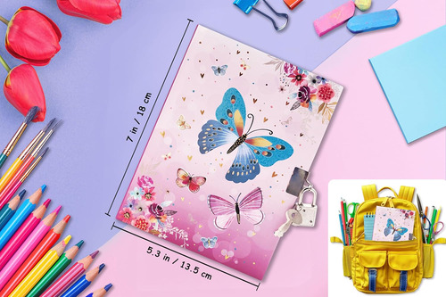 Ginmlyda Diario Para Niñas Con Candado, 7x5.25 Pulgadas 1...