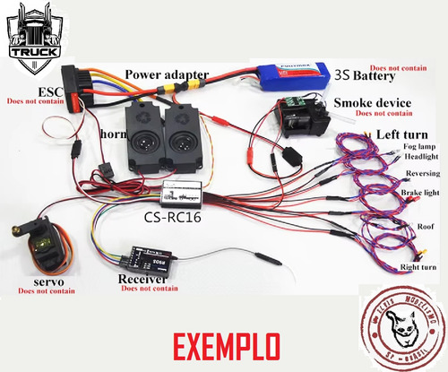 Sistema Luz E Som P/ Truckmodelismo 1/14 Kit Cs-lb20 / Rc16