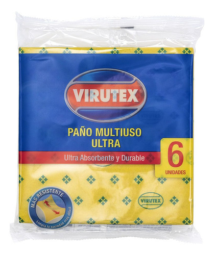Paño Amarillo Absorbente Multiuso Ultra 6 Unidades Virutex