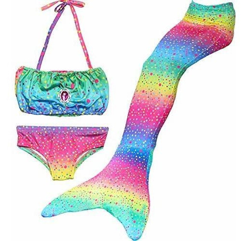 Imagen 1 de 8 de 3pcs Cola De Sirena Para Traje De Baño De Las Niñas De