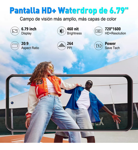Teléfono Sim Dual Xgody Mate60 256 GB+12 GB de RAM Smartphone Android12 Full Hd 6.79 pulgadas Celular 8000 mAh con reconocimiento facial y desbloqueo púrpura