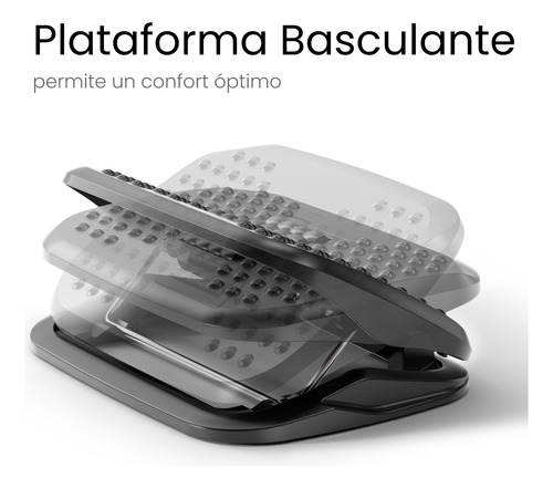 FOH Reposapiés Gaming Oficina Ergonómico Ajustable con Rodillos de Masaje Súper Cómodo Oficina JBA-003 Color Negro
