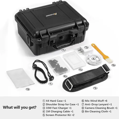 Kit Accesorios Insta360 X4 - Funda, Cargador, Protector, Cor