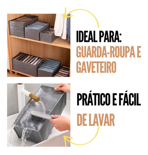 Kit 10 Caixa Organizadora De Roupa Grande Com 7 Divisoria