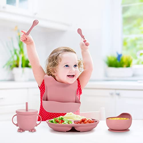 Baberos De Silicona Losecu Juego De Alimentación De Silicona