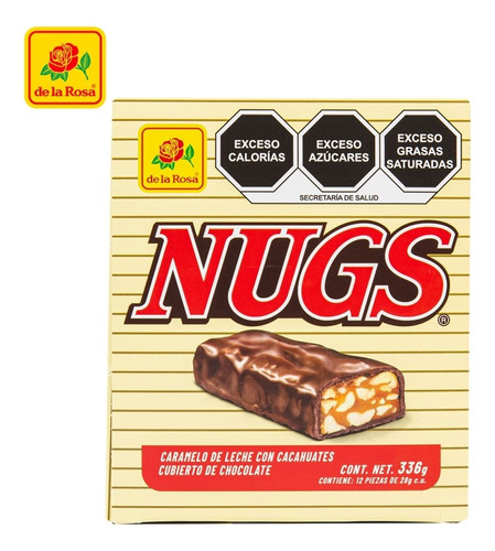 Chocolate Nugs De La Rosa Cajeta Con Cacahuate 12 Pz