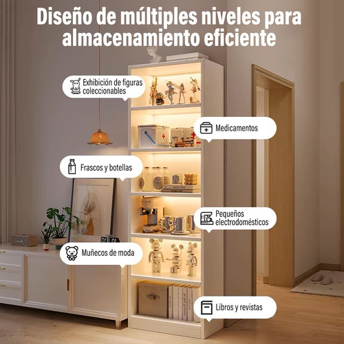 Estantería Mueble Oficina 180cm 6 Niveles Librero Blanco