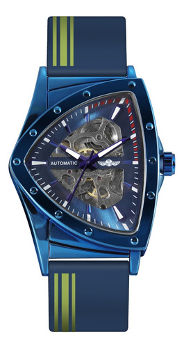 Relógio Automático Azul Forsining Fashion Triangle Case