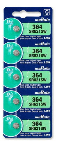 Pilas Baterias Murata ( Antes Sony ) 364 Sr621sw Tamaño Botón 1.55 Voltios Paquete De 5 Unidades