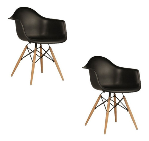 Sillon Eames X 2 Unidades - Marca Prosoft Blanco O Negro Color de la estructura de la silla Madera Diseño de la tela PVC