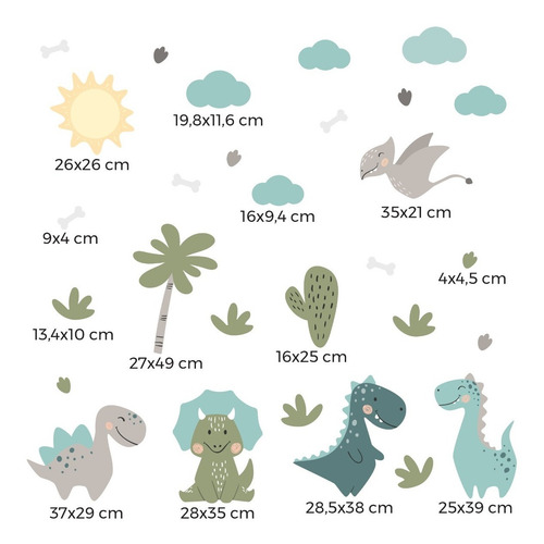Imagem 3 de 3 de Adesivo De Parede Dinossauro Jurassic Baby