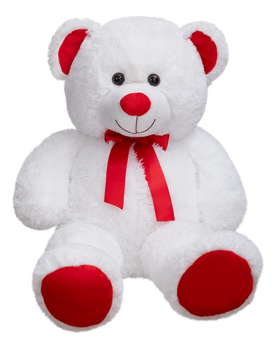 Oso Peluche Gigante Con Lazo Rojo Regalo San Valentín 91 Cm