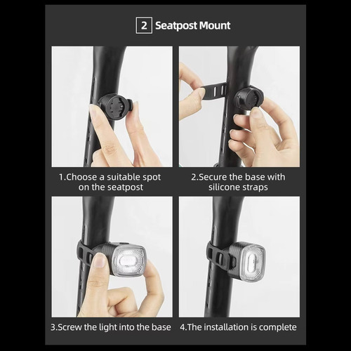 Luz Trasera Inteligente Rockbros Q4 Con Sensor De Freno Negro