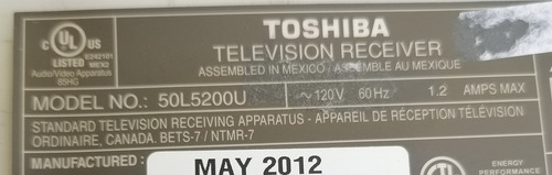 Fuente Toshiba 50l5200u Pk101v2720i (Usado)