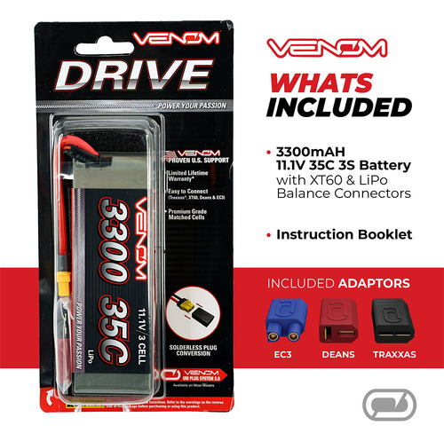 Batería Venom Drive Series 35c 3s - 3300mah 11.1v Lipo Rc -