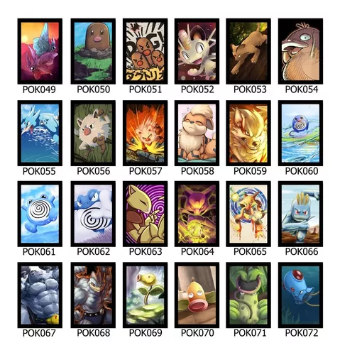 Quadro Todos Pokemon Da 1º Geração Com Moldura E Vidro A3