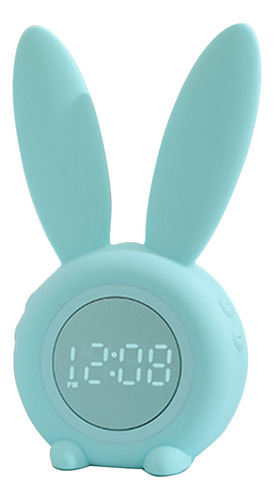 Reloj Despertador Digital Recargable P/niños, Orejas Conejo Color Verde