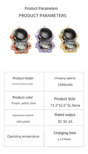 Mini Keychain Power Bank Digital Display Spaceman Power Pod