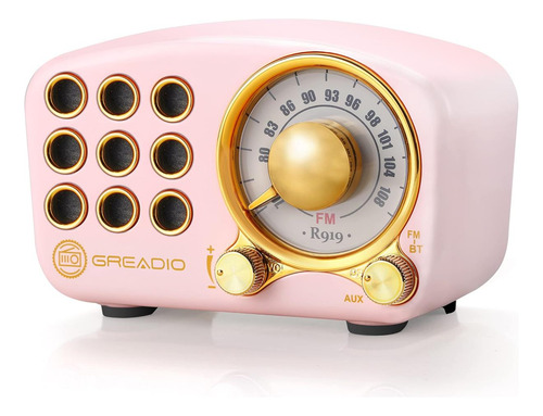 Altavoz Bluetooth Retro, Radio Fm Greadio Vintage Con Estilo