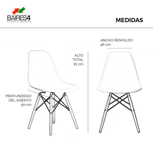 Imagen 3 de 5 de Juego De Comedor Mesa 90 Cm + 4 Sillas Eames