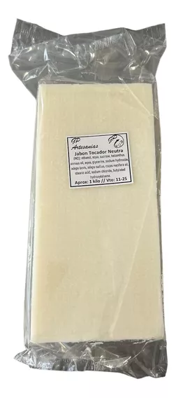 Barra Jabón Tocador 1 Kilo Base Neutro Blanco.